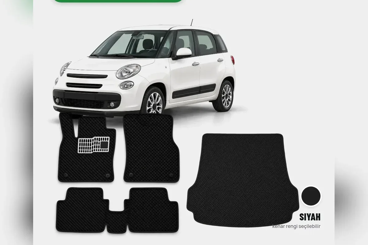 Fiat 500L 2012-2018 için siyah EVA paspas tam set ve EVA bagaj havuzu