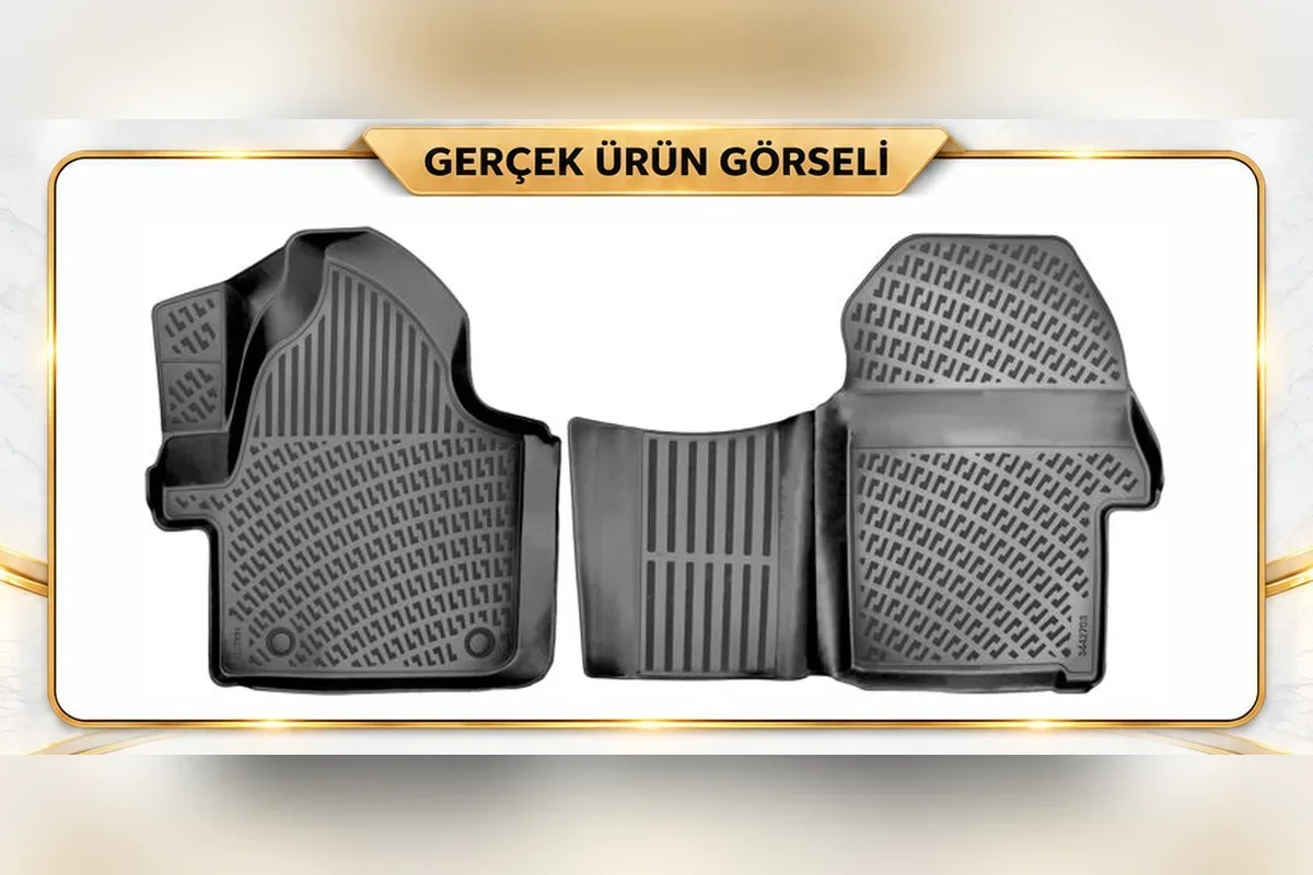 Mercedes Sprinter kapalı kasa için siyah 3D havuzlu paspas, sürücü ve ikili yolcu tarafı
