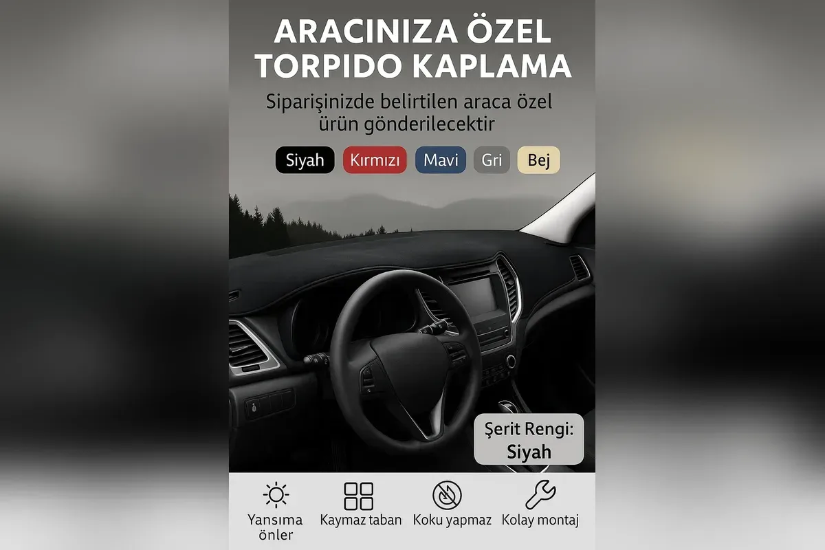 Mercedes Vito için araca özel keçe torpido kaplama, siyah biye seçenekli