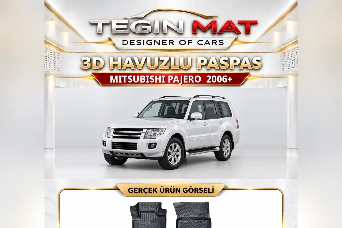 Mitsubishi Pajero 2006 sonrası için siyah 3D havuzlu paspas ürün kartı