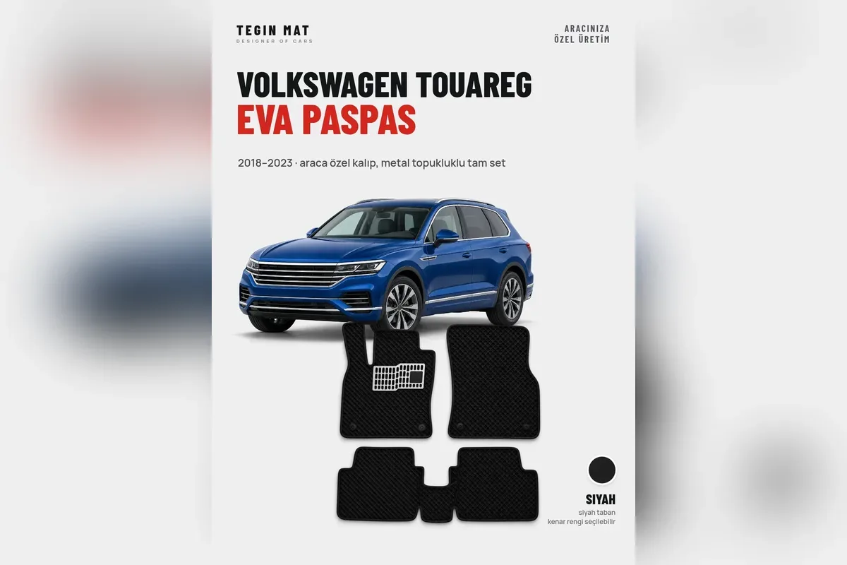Volkswagen Touareg 2018-2023 için siyah EVA oto paspas tam set