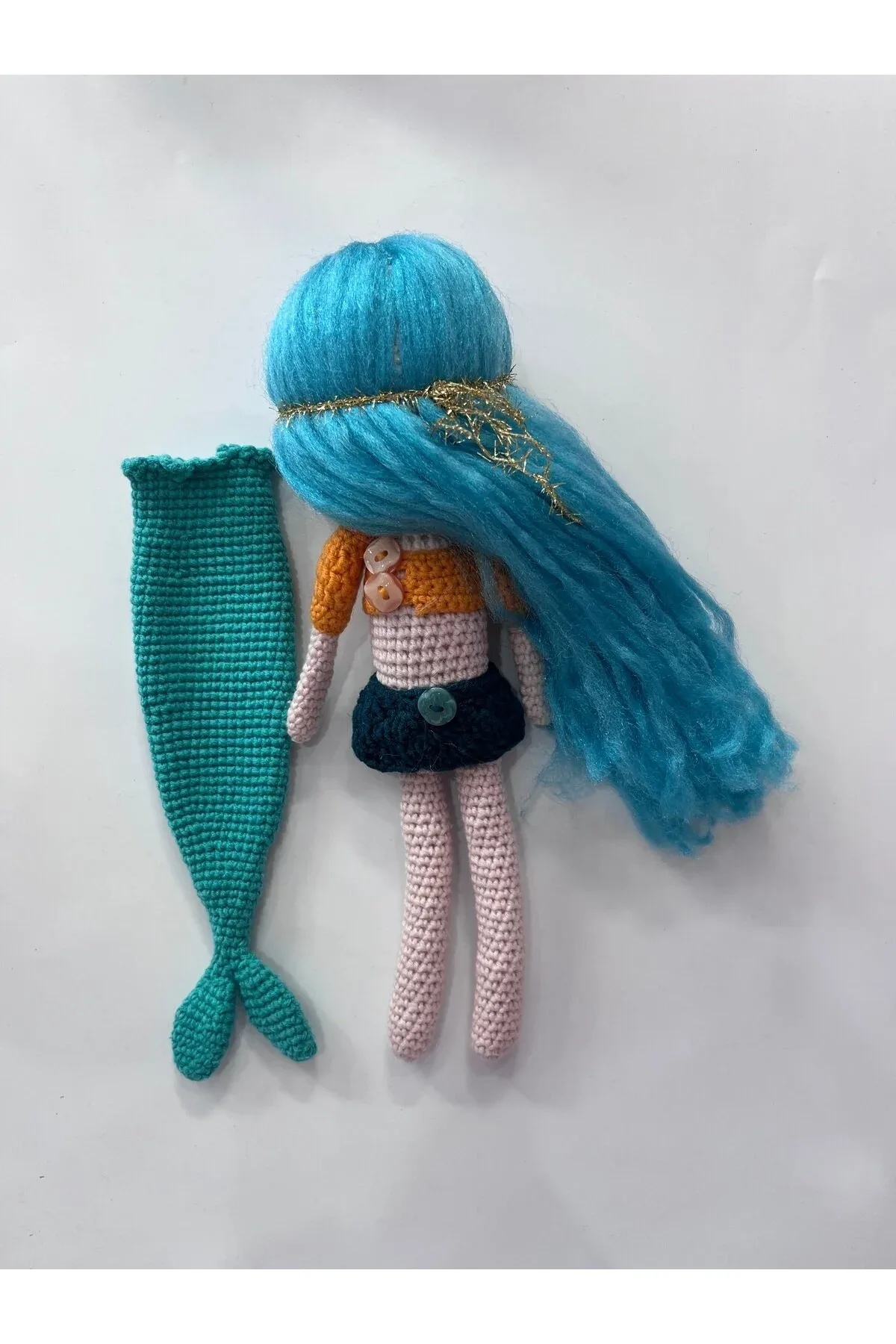 Amigurumi Deniz Kızı Örgü Bebek 36 cm — Mavi 3