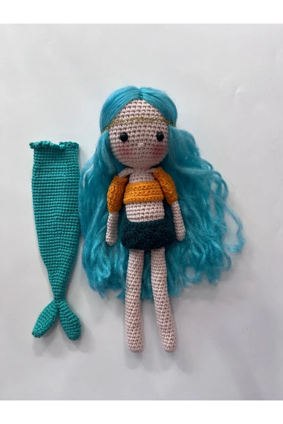 Amigurumi Deniz Kızı Örgü Bebek 36 cm — Mavi 2