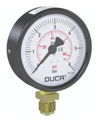 Manometre Duca Bourdon Tüp 100 çap G1/4 Alt Bağlantı 0-6bar