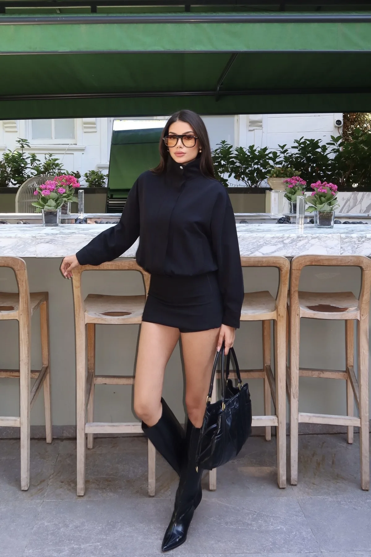 Gabardin Kumaş Fermuarlı Astarlı Ceket Siyah